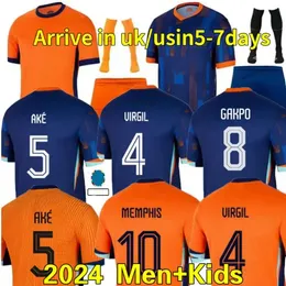 2024EUROカップオランダメンフィスヨーロッパカップ23 25ホランドクラブジャージージョンヴァージルダンフリースバーグビジンシャツ2024 Klaassen Blind de Ligt Men Kids Kit Football Shirt