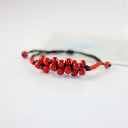 Strand Multilayer Red Beans feijão artesanal de miçangas de cerâmica boa pulseira de sorte tecida, ou seja, irmãs para mulheres