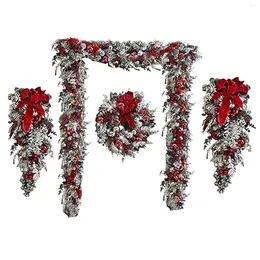 Dekorative Blumen Kranz Basis 24 -Zoll -Türbügel Dead Girlandzweige Ring Weihnachtsleuchten Dekorationen Outdoor Riff für