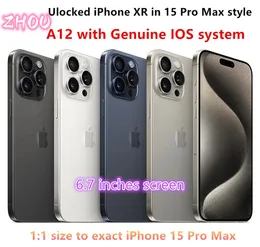 Original Unlocked iPhone XR täckt till iPhone 15 Pro Max 6,7 tum mobiltelefon med 15Pro Max Camera -utseende 3G RAM 64 GB 128 GB 256 GB ROM Mobiltelefon 1PCS