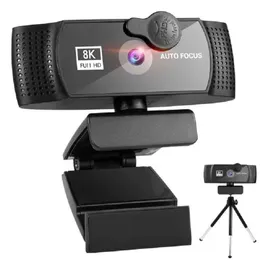 Webcams 8K 4K Ağ Kamerası 2K 1080p Tam HD Ağ Kamerası Mikrofonlu USB Fişi Ağ Kamerası ile Otomatik Nişokus PC Dizüstü Bilgisayar Video Mini Kamera J240518