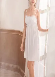 White Pink Women Cotton Lace Princesa Nightgowns Nightdress Lolita Summer Summer Strap Dress Y2004259850942