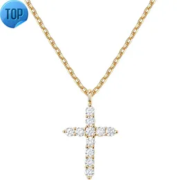 Moda luksus 925 Srebrny Srebrny Cz Diamond Cross Cross Biżuteria 14 -karatowa Złota Planej Naszyjnik dla kobiet