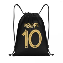 Shopping Bags Custom Mbappes 10 Football Drawstring Bag For Yoga Backpacks Women Men French KM Soccer Sports Gym Sackpack