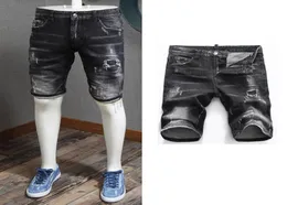 Cool Guy Black Denim Shorts 2020 SS Whisking 찢어진 아플리케 패치 Skinny Fit Jean Short for Men4552601
