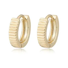 Stud S925 Wheel Stripe Huggies Hoop Earrings Ins Dainty Gold Plated S925 Sterling Silver Minimalist Small Fine Jewelry for Women Gift Q240517