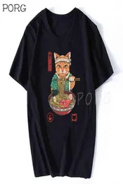 Neko Ramen Japan Katze Anime T -Shirt Men039s Hochqualität ästhetische Baumwolle coole Vintage T -Shirt Harajuku Streetwear Camisetas HOM7592739