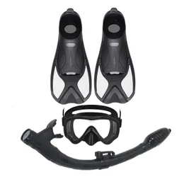 Şişme yüz maskesi Üç hazine miyopi derin dalış gözlükleri tamamen kuru solunum tüp seti yüzme ve dalış ekipmanı 240430