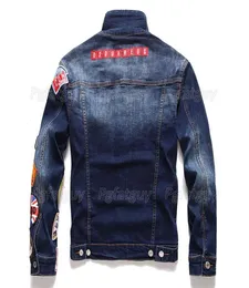 Men Embroidered Badge Denim Jacket Streetwear Hip Hop Men039s Motorcyle Jean Jackets Male Fashion Slim Outerwear Chaqueta Hombr7704713