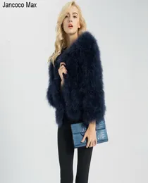 Jancoco Max Women 2019本物の毛皮のコート本物のダチョウの羽毛冬のジャケット小売全体の最高品質T2003192563759