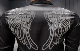 2019 Men Shirt Designer Wing Wing Long Rleeve Casual Slim Fit Dress Koszulki Czarne białe streetwear Camisa Social Masculina CX2006207039789