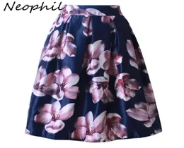Neophil 2018 Retro Fashion Women Black White Plateed Flower Print High Weist Midi Ball Gown Flare Shorts Shorts Saia S12256402035