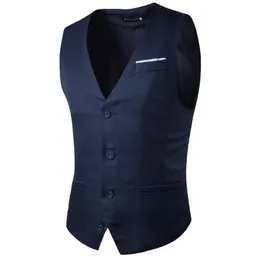 Целые мужчины платье пиджак рукавиц жилетка мужская одежда Slim Fit Solid Sust Groom Vests Business Social Bar свадебные талиста6288129