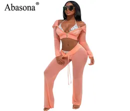 Abasona Mesh Jumpsuits Women Long Sleeve Hoodies Jumpsuit Two Piece Outfits Female Party Club Sexy Rompers Womens Jumpsuit3715254