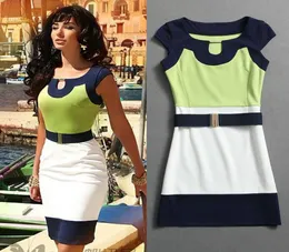 2016 Mulheres novas moda sexo colorblock Flower Girl Dress Elegant Mini Cocktail Vestres5346794