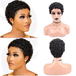 黒人女性のヘアスタイルのための短いアフロカーリー合成髪の薄い茶色のブロンドでカット240513