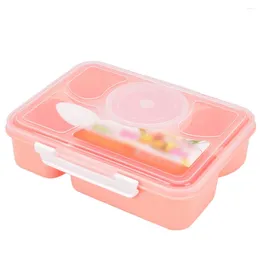 Abendessen 5 Teile Lunchbox mit versiegelten kleinen Suppenschüssel Weizenfaser PP Material 23 18 6 cm rosa Kinder zum Mitnehmen Scholl