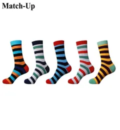 Matchup Men Fashion Stripes Series Cotton Socks Argyle Casual Crew Socks 5 Pairslot US 751252670048796529
