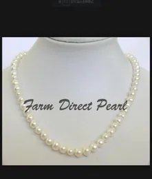 Feiner Perlen Schmuck natürlicher 22quot -Zoll langer echter 78 mm weißer Strang Perlen Halskette1568664
