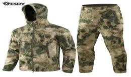 에디 타드 기어 전술 소프트 쉘 위장 재킷 세트 남자 군대 바람막이 방수 방수 소프트 쉘 야외 세트 군사 재킷 x0125310584