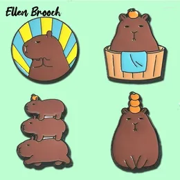 Brosches söt capybara emalj stift tecknad brun djur badbrosch lapel märken smycken gåva till vänner barn