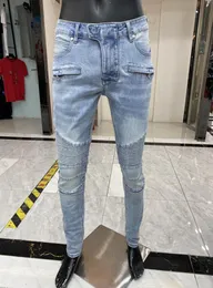 2020 المصمم الفاخر الجينز الجينز الشهير Slimleg Jeans Patch Vintage Hole Holed Fashion Mens Biker Coreal Hip Hop to4827012