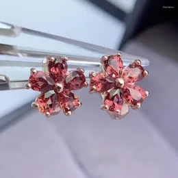 Hoopörhängen per smycken naturlig riktig röd granatörhänge blomstil 0,3ct 10st ädelsten 925 sterling silver fin l243119