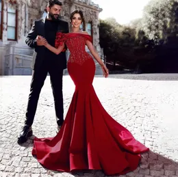 Elegant red Mermaid Party evening gowns camisole sequined beaded crystal strapless floor-length cocktail dress vestidos para mujer elegantesy bonitos