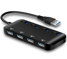USB 3 0 Hub Splitter Typec 3 0 USB Extender 4 Port USB Ultra Slim Data Hub с индивидуальным выключателем питания и LED32902914015