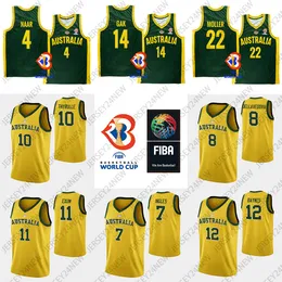 Fiba Australia 13 Sam Froling Basketball Jersey National 10 Mitch McCarron 7 Thon Maker 23 Keanu Pinder 5 Tyrese Proctor 25 Rhys vague Green Yellow Jerseys XS-4XL