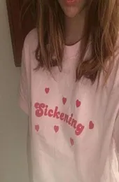 Kadınlar039S Tshirt Sicking Tumblr moda sevimli tişört Camiseta rosa feminina beyaz kotoon kalp grafik tees üsts9049041