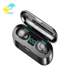 Vitog F9 TWS Wireless Earles Pluetooth V50 Sport Earbuds Headphones 2000mah Power Bank مع الميكروفون و LED 8979718