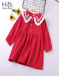 Humor Bear Girls Dress Autumn Winter Lace Collar Long Sleeve Solid Printed es Sweet Children Princess för 26y 2201129566039