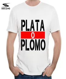 Summer Men039s Tshirts Plata o Plomo Printing TシャツMen Narcos Pablo Escobar SilverまたはLead Tshirt Cotton Hip Hop Oneck TE2013971