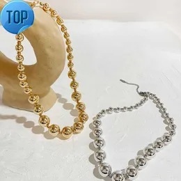 Fashion Design 18K Gold Stainless Steel Ball Big Beads Choker Necklace for Women Jewelry