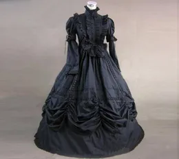 Abiti casuali a maniche lunghe nera GOTICA VICTORIAN PERIOTTO Abito Principessa Abito Retro Cotton European Court Ball Costume per H8153416