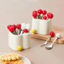 Forks inossidabile Fruit Ceramic Guida Sendi Senior Kitchen Fork Scoon Gar Baratto per bambini e set