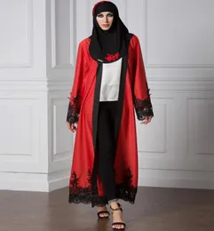 Mulheres muçulmanas vestidos de frente abertos Fotos de abaya bordado turco renda longa cardigan túmulo musulmane longue women abaya3660981