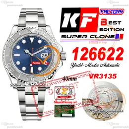 126622 VR3235 Homens automáticos relógios KF 3D Beliscel Blue Dial 904L Aço OyStesteel Bracelet Super Edition Mesma série CART