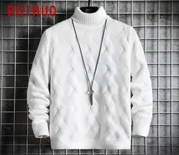 Ruihuo White Pullover Turtleneck Men Clothing Turtle Neck Coats High Collar Knitte Sweater韓国人服m2xl 2110266324317
