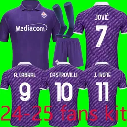16-xxl 2024 2025 Maglie da calcio Fiorentina J. Ikone 24 25 Batistuta Castrovilli Erick Florence Jersey Acf Jovic A. Cabral Milenkovic C.Kouame Men Shirt da calcio