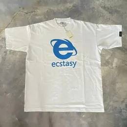 Streetwear ecstasy t -shirt y2k herr harajuku vit t -shirt bokstavsmönster tryck överdimensionerad lös shortsleeved gotisk topp 240518