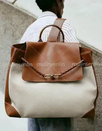 Rucksack Top-Griff-Tasche Kleine Andiamo verwitterte Leder-Leinwand Signature Knoten Detail Schiebed-Körper-Gurt Luxus Designer Bag Crossbody Taschen Einkaufstasche Designer