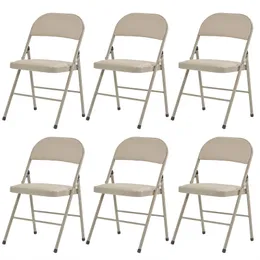 ZK20 6pcs Elegant Foldable Iron & PVC Chairs for Convention & Exhibition Light Brown