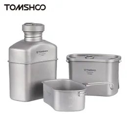 Tomshoo Outdoor Canteen Cup Set Ultralight Water Bottle Kitchenware Set Camping Tableware Beverage Water Bottle 1100/750/400ml 240429