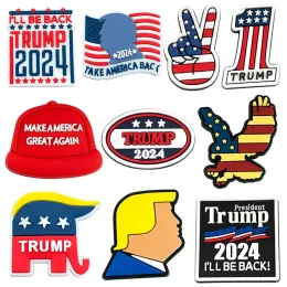 10pcs/set 2024 Trump -Serie für Cartoon -Schuh -Charm -Accessoires für klassische Clog -Schuhdekoration Kindergeschenke LL