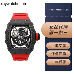 Richamills Watch Milles Watches RM3502 Czarny NTPT Włókno Włókno Pleczeni Płyta Automatyczna mechaniczna męska