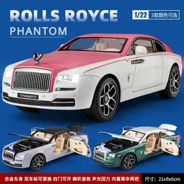 Diecast Model Cars 1 22 Rolls Royce Phantom Masory Alloy Vehicles Diecast Metal Simulation Modelo de carro do carro Luz de brinquedo infantil Presentes de brinquedo Y2405203oy9