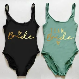 S3XL OnePeece Swimsuit Women Team Team Bride Summer Swimwear Higt Cut Low Back Bathing Cust Bachelor Party Plaging Beachwear 240520