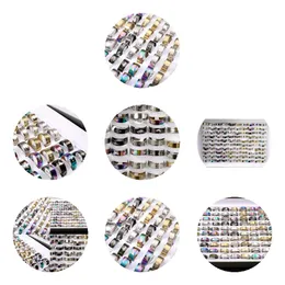 Band Rings Wholesae 100Pcs/Lot Stainless Steel Spin Band Rings Rotatable Mticolor Laser Printed Mix Patterns Fashion Jewelry Spinner P Dhfm2